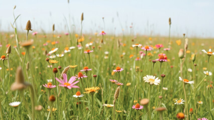 Wall Mural - colorful wildflowers in a meadow
