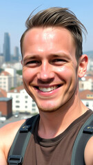 Canvas Print - Happy young man with a big smile