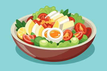 Poster - Healthy vegetable salad in a bowl vector