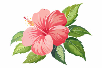 Wall Mural - Hibiscus flower watercolor floral design