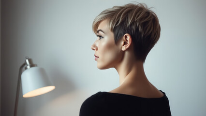 Wall Mural - Portrait of a young woman with short blonde hair