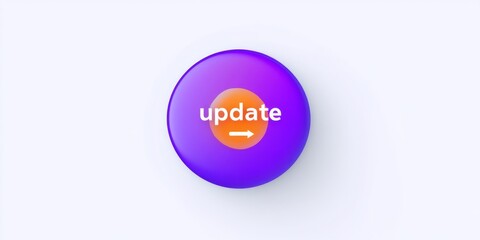 Wall Mural - Violet 'Update' Button with Arrow and Orange Circle on white background 