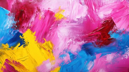 Poster - A close up of a painting with bright colors and different shades, AI