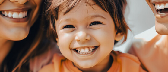 Poster - Happy Family Portrait with Child Smiling