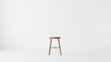 Canvas Print - Wooden stool on white background