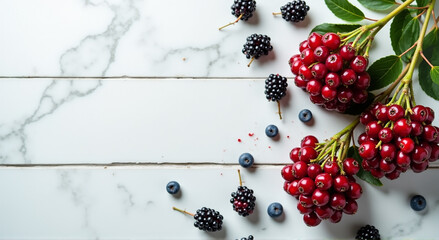 Poster - berries on a wooden background