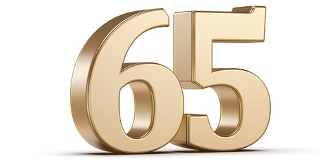 Gold 3D Number 65