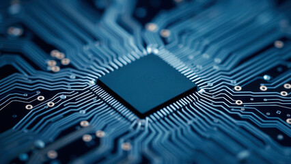 Poster - Closeup of a CPU GPU NPU on a Circuit Board