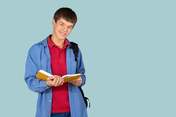 Wall Mural - Portrait of thinking student posing. Education concept.