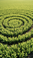 Poster - Green grass field with circular pattern