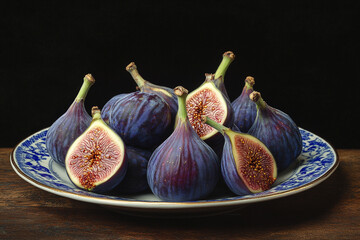 Wall Mural - Ripe figs on the plate