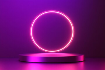 Wall Mural - Purple Neon Circle Above Platform