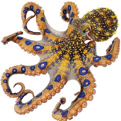 Canvas Print - A Blue-ringed octopus isolated on transparent 