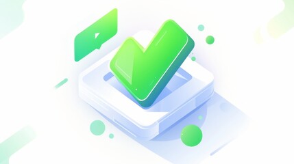 Green Checkmark in White Box and Empty Rectangle, Vector Design, Green Color Palette, White Background