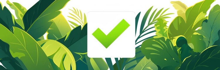 Green Checkmark in White Box and Empty Rectangle, Vector Design, Green Color Palette, White Background