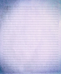 Blank lined vintage paper background, empty white paper.