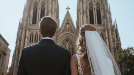 Majestic Cathedral Backdrop for a Timeless Wedding