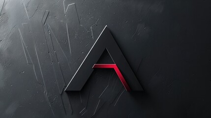 A black and red letter A is displayed on a dark background