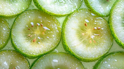 Refreshing Rounds: Close-up of vibrant lime slices, their juicy texture and intricate details on full display.  