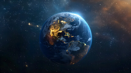 Wall Mural - Planet Earth at night, seen from space, showing North America