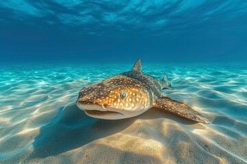 Poster - A Spotted Shark Swimming Near the Ocean Floor