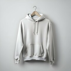 A clean and simple blank white hoodie. perfect for showcasing your design or brand logo.