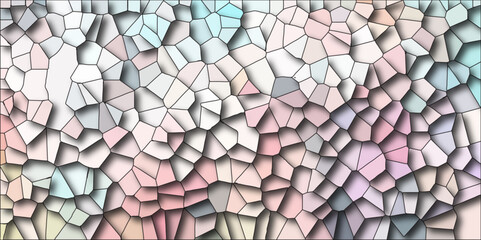 Poster - Quartz light multicolor Broken Stained Glass Background black stoke with shadows. Abstract colorful mosaic pattern Seamless Geometric Retro tiles .Cement kitchen decor with crack floor light design.	
