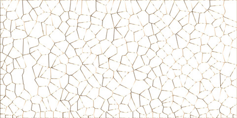 Poster - Golden gradient lines stroke abstract white crystalized broken glass background. Voronoi diagram background. abstract desktop texture design digital art wallpaper, vector illustration.	