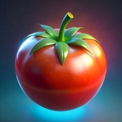 Wall Mural - A vibrant. glossy 3D tomato with a playful cartoon style.