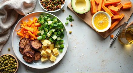 Wall Mural - grilled chicken with vegetables