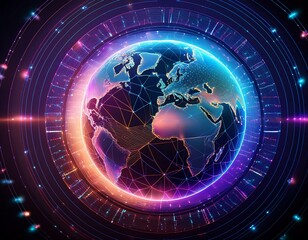 Wall Mural - Global Glow: Artistic Representation of Digital Innovation