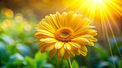 Canvas Print - Close-up of vibrant yellow flower with sunlight background