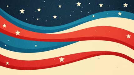 Canvas Print - Celebrate freedom with this vibrant flat illustration, perfect for national holidays like the Fourth of July.