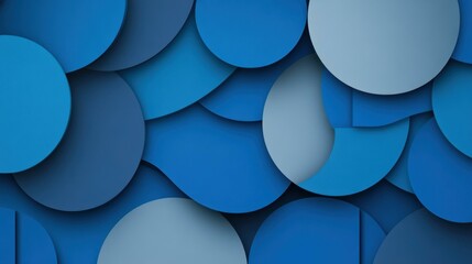 Sticker - Immerse yourself in a vibrant blue world with this modern flat illustration that plays with unique textures and shapes.