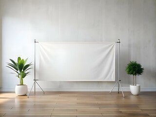 Poster - Blank white backdrop on a tripod stand. perfect for product photography. design presentations. or showcasing artwork.