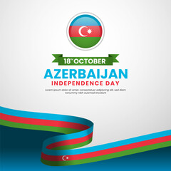 Wall Mural - Azerbaijan Independence Day square background with waving ribbon flag