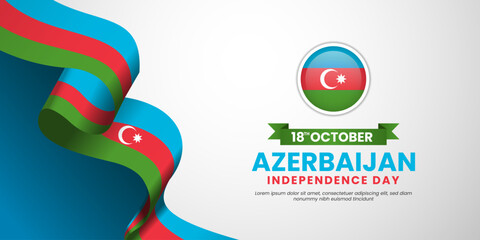 Wall Mural - Azerbaijan independence day background with unique Azerbaijan waving ribbon flag