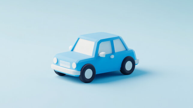 Create a 3D rendering of an automobile or minimal car icon against a clean, neutral background. The design should be suitable for mock-ups and web banners, featuring a cartoon-style interface. The car