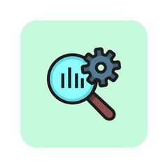Poster - Business SEO line icon. Lens, gear, graphic. Optimization concept. Vector illustration can be used for topics like optimization, engineering, investigation