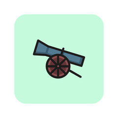 Canvas Print - Cannon line icon. Shooter, wheel, white background. War concept. Vector illustration can be used for topics like war, politics, crisis, world