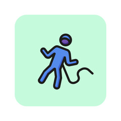 Poster - Astronaut line icon. Spaceman, cosmonaut, floating, rope. Space concept. Can be used for topics like discover, occupation, exploration