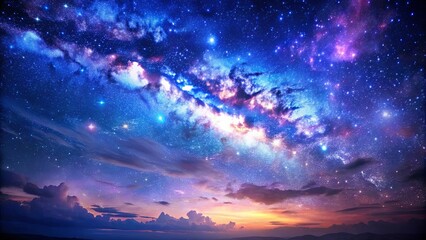 Wall Mural - A stunning night sky filled with stars in blue and purple hues