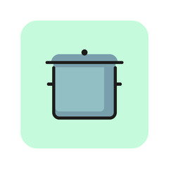 Poster - Cooking pan line icon. Saucepan, soup, household equipment. Cooking concept. Vector illustration can be used for topics like kitchenware, food preparation, kitchen