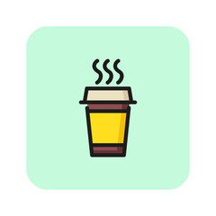 Poster - Fresh coffee pot line icon. Takeout coffee, cafe, hot drink. Coffee concept. Vector illustration can be used for topics like drinks, menu, break