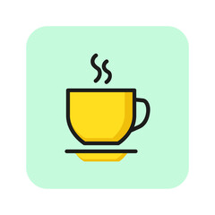 Poster - Hot coffee cup line icon. Tea, hot chocolate, cafe. Coffee concept. Vector illustration can be used for topics like drinks, menu, breakfast