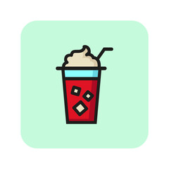 Poster - Iced coffee line icon. Coffee cocktail, dessert, cafe. Coffee concept. Vector illustration can be used for topics like drinks, menu, refreshment