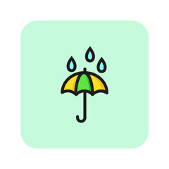 Poster - Open umbrella line icon. Rain, storm, protection. Weather concept. Vector illustration can be used for topics like climate, meteorology, security