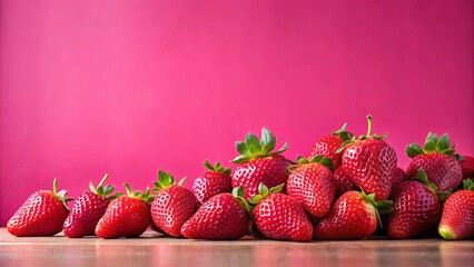 Canvas Print - Vibrant red strawberries on a pink background with a pink wall behind