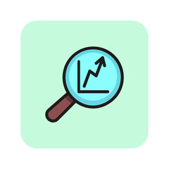 Poster - SEO influence line icon. Diagram, rate, lens. Optimization concept. Vector illustration can be used for topics like optimization, engineering, investigation