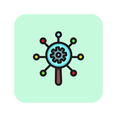 Poster - Search robot line icon. Robot, system, target. Optimization concept. Vector illustration can be used for topics like optimization, engineering, investigation